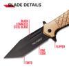 Tac-Force Folding Knife  Black Oxidized Stainless Steel Tanto Blade, Tan Textured Aluminum Handle w/Pocket Clip, Liner Lock, Tactical, EDC, Rescue - TF-1042TN view 3