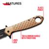Tac-Force Folding Knife  Black Oxidized Stainless Steel Tanto Blade, Tan Textured Aluminum Handle w/Pocket Clip, Liner Lock, Tactical, EDC, Rescue - TF-1042TN view 4