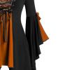 Women Gothic Sequin Tops Butterfly Sleeve Steampunk Victorian Renaissance Blouse Flowy Lace Up Corset Shirt Yellow view 3