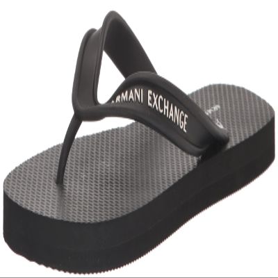 Armani Exchange Men's Logo Flip Flop, Black, 7