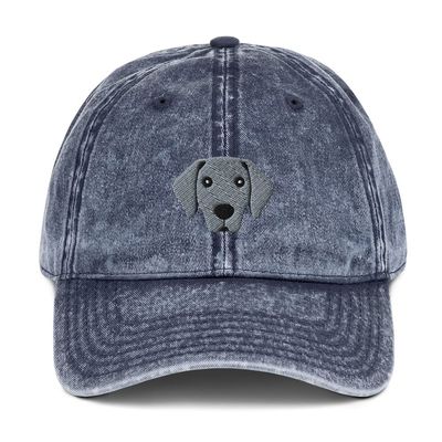 Weimaraner hat, Embroidered Unisex Vintage hat, Weimaraner Gifts for Men, for Women, Weimaraner Dog Vintage Cotton Twill Cap. Navy