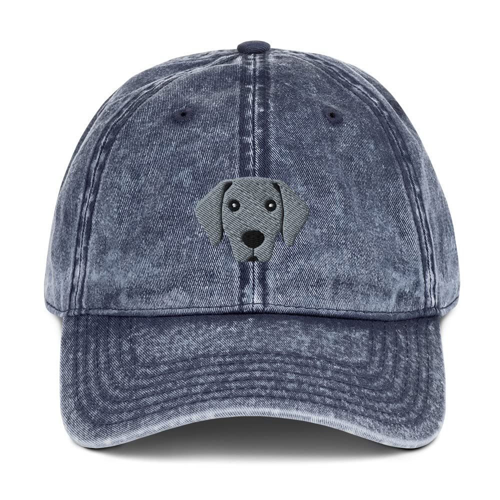 Weimaraner hat, Embroidered Unisex Vintage hat, Weimaraner Gifts for Men, for Women, Weimaraner Dog Vintage Cotton Twill Cap. Navy