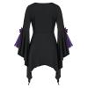 Women Gothic Sequin Tops Butterfly Sleeve Steampunk Victorian Renaissance Blouse Flowy Lace Up Corset Shirt Purple view 2