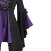 Women Gothic Sequin Tops Butterfly Sleeve Steampunk Victorian Renaissance Blouse Flowy Lace Up Corset Shirt Purple view 3