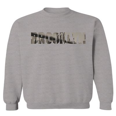 0501. Vintage Brooklyn Bridge New York City NYC Streetwear Men's Crewneck Sweatshirt (Light Gray X-Large)