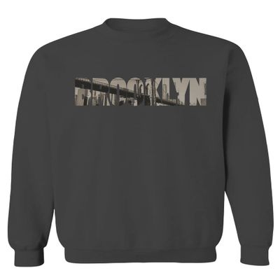 0501. Vintage Brooklyn Bridge New York City NYC Streetwear Men's Crewneck Sweatshirt (Characol Large) Charcoal