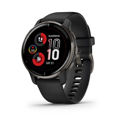 Garmin Venu 2 Plus, GPS Smwatch with Call and Text, Advanced Health Monitoring Fitness Features, Slate Black Band, One Size (Renewed)