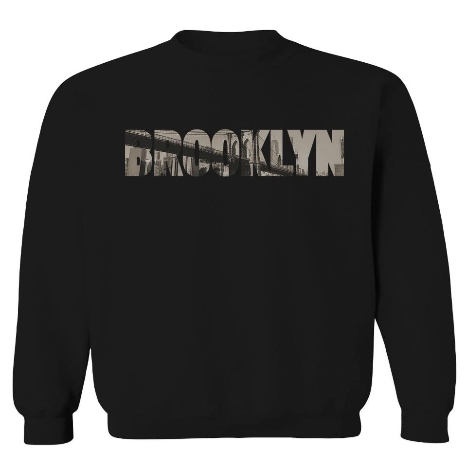 0501. Vintage Brooklyn Bridge New York City NYC Streetwear Men's Crewneck Sweatshirt (Black Small)
