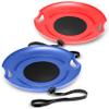 GoSports 29 Inch Heavy-Duty Winter Snow Saucer with Padded Seat and Hand Pull Strap - 2 Pack, Red and Blue view 1