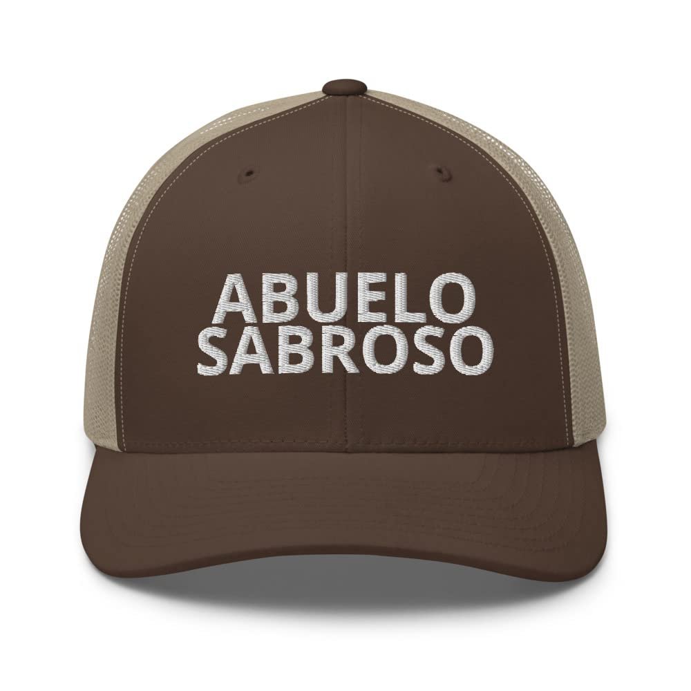Abuelo Sabroso Hispanic Grandpa Gifts from Grandchildren Abuelo Gifts in Spanish Father's Day Trucker Hat Brown/Khaki