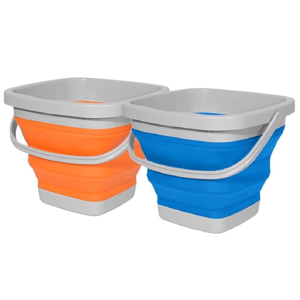 2 Pack Collapsible Plastic Bucket, Foldable Rectangular Tub for House Cleaning, Space Saving Outdoor Water Pot for Garden, Camping, Portable Fishing Water Pail (Size : 5L)