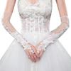 ihreesy Ladies Fingerless Gloves,Elbow Length Long Gloves Bridal Lace Gloves Floral Lace Gloves Lace Fingerless Gloves for Driving Wedding Opera Party,White, One Size view 1