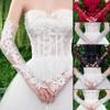 ihreesy Ladies Fingerless Gloves,Elbow Length Long Gloves Bridal Lace Gloves Floral Lace Gloves Lace Fingerless Gloves for Driving Wedding Opera Party,White, One Size view 2