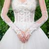 ihreesy Ladies Fingerless Gloves,Elbow Length Long Gloves Bridal Lace Gloves Floral Lace Gloves Lace Fingerless Gloves for Driving Wedding Opera Party,White, One Size view 3