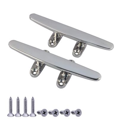 YWZHENYU Boat Cleats Marine Dock Cleats 316 Stainless Steel Open Base Cleats for Boat Kayak Mooring and Decor of 2 Pcs (5 inch)