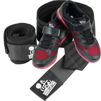 Nordic Lifting Super Heavy Duty Wrist Wraps Multi-Purpose Bundle with Shoes Venja Size 7 - Black Red