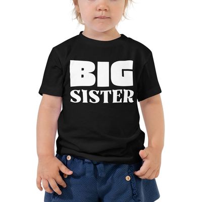 Nomi Q Big Sister Shirt for The Soon to Be Big Sister Baby Announcement Shirt - Toddler Short Sleeve Tee Black
