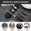 iNKULEER Travel cutlery set, 18/8 stainless steel cutlery, Reusable utensils set with case, Portable Silverware Lunch Box for Camping and Office (Black) view 3
