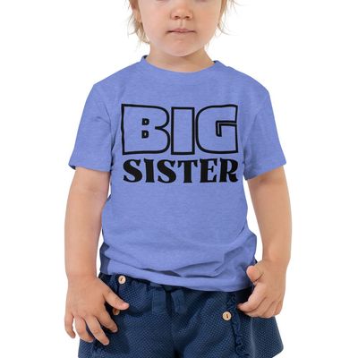 Nomi Q Big Sister Shirt for New Baby Announcement Soon to Be Big Sister Shirt - Toddler Short Sleeve Tee Heather Columbia Blue