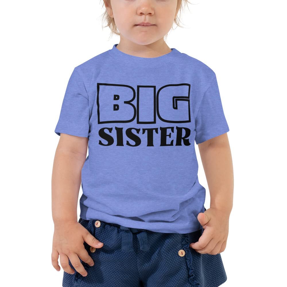 Nomi Q Big Sister Shirt for New Baby Announcement Soon to Be Big Sister Shirt - Toddler Short Sleeve Tee Heather Columbia Blue