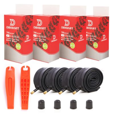4 PCS Heavy Duty Bike Tubes 700x38C 700x40C 700x43C 700x45C 38C/40C/42C/43C/45C Schrader Valve 35mm 48mm Bicycle Tubes Premium Quality Butyl Inner Tubes(2 Strong Tire Levers)