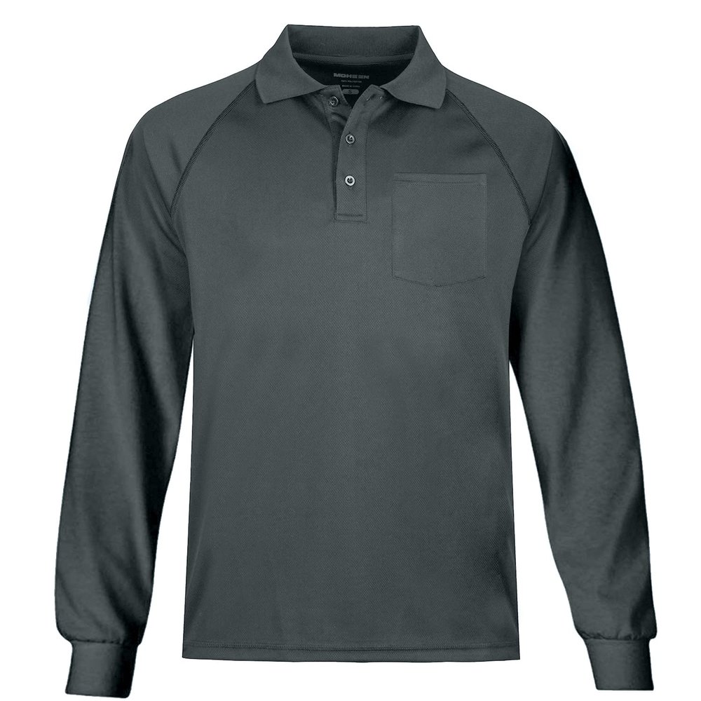 MOHEEN Men's Outdoor Sport Performance Polo Long Sleeve Shirt Tactical Top Tee Shirt(Dark Grey,3XL)