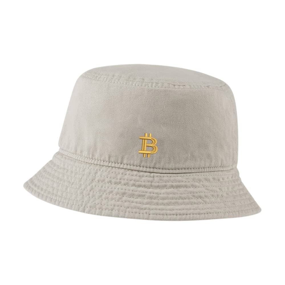 LexiuYibai Bucket Hat for Men Women Bitcoin BTC Embroidered Washed Cotton Unisex Bucket Hats (Beige,7 1/2)