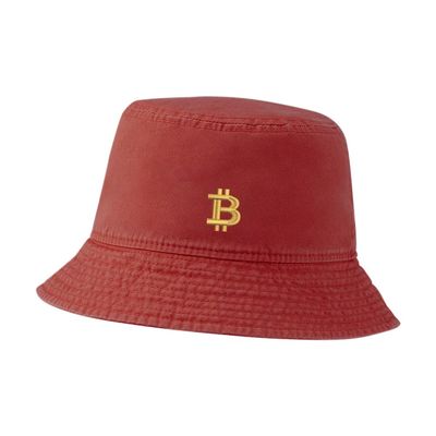 Bucket Hat for Men Women Bitcoin BTC Embroidered Washed Cotton Unisex Bucket Hats (Red,7 1/2)