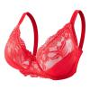 Telusu Big Size Ladies Sexy Lace Bras Underwire Full Cup Bra 6 Colors Women's Soft Thin Lace Bralette Underwear (Color : Red, Size : 90/40E) view 1