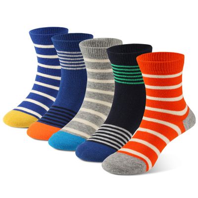 COTTON DAY Kids Boys Crew Dress Socks Bright Colorful Stripes Design 10-12 Years Thin Colorful Size XL (12)