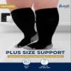 Pembrook Plus Size Compression Socks Wide Calf - Up to 6XL | Black Wide Calf Compression Socks Women | Circulation Support view 3