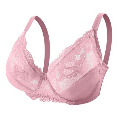 Telusu Big Size Ladies Sexy Lace Bras Underwire Full Cup Bra 6 Colors Women's Soft Thin Lace Bralette Underwear (Color : Bean Paste, Size : 85/38E)