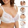 Telusu Big Size Ladies Sexy Lace Bras Underwire Full Cup Bra 6 Colors Women's Soft Thin Lace Bralette Underwear (Color : Bean Paste, Size : 85/38E) view 4