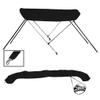 STOPBYUS 7.6 oz Black 2 Bow Round Tube Boat Bimini TOP Sunshade Compatible for HIGHFIELD INFLATABLES Ocean Master OM 390 2016-2017 view 2