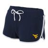 boxercraft Women's West Virginia University Mountaineers Relay Short, Navy/White, L view 1