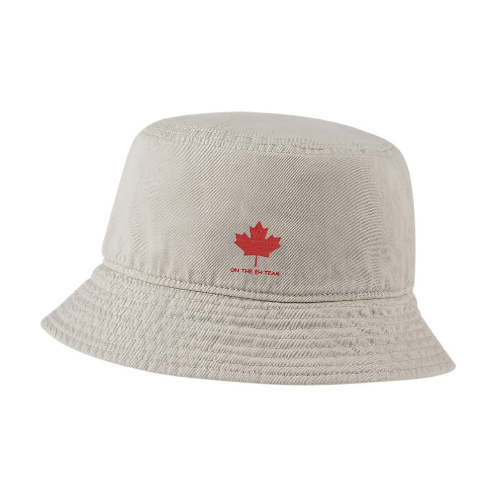 Bucket Hat for Men Women On The Eh Team Canada Embroidered Washed Cotton Unisex Bucket Hats (Beige,7 1/2)