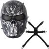 Ghost Mask,Mask Skeleton with Metal Mesh Eye Protection Rave Entire Latex Helmet, Halloween Masquerade (Silver Gray) view 2