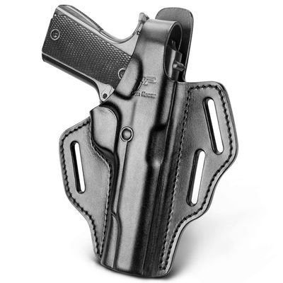 1911 Leather OWB Holster for Colt/Kimber/Springfield/S&W/RIA/Ruger/Taurus 1911, Fits Most 5'' No Rail Models, Thumb Break Retention, Right Handed, Full Grain Leather, 3-Slot Belt Holster