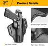 1911 Leather OWB Holster for Colt/Kimber/Springfield/S&W/RIA/Ruger/Taurus 1911, Fits Most 5'' No Rail Models, Thumb Break Retention, Right Handed, Full Grain Leather, 3-Slot Belt Holster view 3