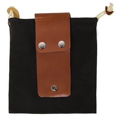 Camping Outdoor Foraging Bag, Multi-functional Leather Waxed Canvas Foraging Pouch, Leather Belt Pouch Fruit Picking Bag with Drawstring for Collecting Mushroom, Fruit, Vegetables, Harvesting, Black