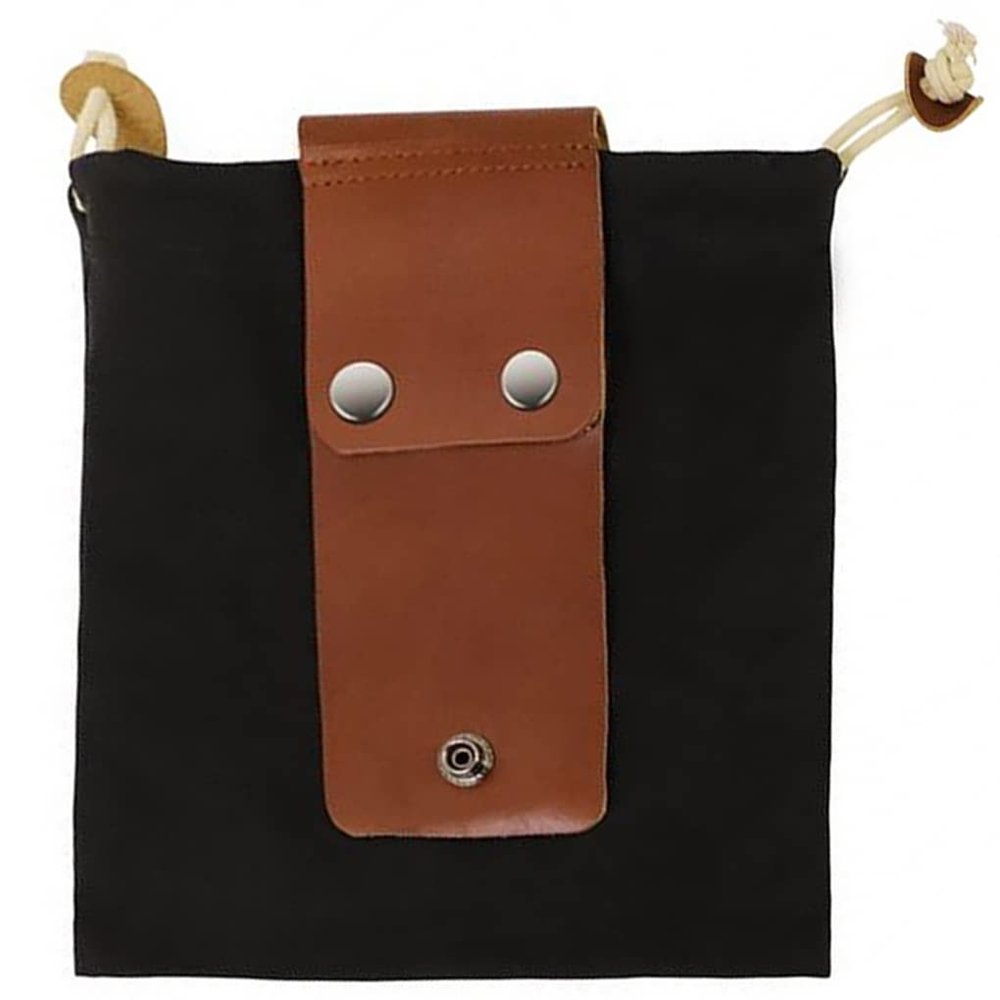Camping Outdoor Foraging Bag, Multi-functional Leather Waxed Canvas Foraging Pouch, Leather Belt Pouch Fruit Picking Bag with Drawstring for Collecting Mushroom, Fruit, Vegetables, Harvesting, Black