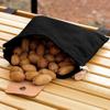 Camping Outdoor Foraging Bag, Multi-functional Leather Waxed Canvas Foraging Pouch, Leather Belt Pouch Fruit Picking Bag with Drawstring for Collecting Mushroom, Fruit, Vegetables, Harvesting, Black view 2