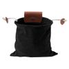 Camping Outdoor Foraging Bag, Multi-functional Leather Waxed Canvas Foraging Pouch, Leather Belt Pouch Fruit Picking Bag with Drawstring for Collecting Mushroom, Fruit, Vegetables, Harvesting, Black view 4