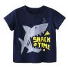 Toddler Kids Girls Boys Shark Cartoon 3D Prints Loose Tops Soft Short Sleeve T Shirt Boys (Dark Blue, 2-3 Years) view 1