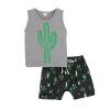 Baby Kids Boy's Outfits Cactus Print Sleeveless O Neck Casual Tank Tops+Cactus Shorts Toddler Baby (Grey, 6-12 Months) view 1