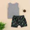 Baby Kids Boy's Outfits Cactus Print Sleeveless O Neck Casual Tank Tops+Cactus Shorts Toddler Baby (Grey, 6-12 Months) view 3