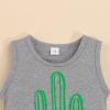 Baby Kids Boy's Outfits Cactus Print Sleeveless O Neck Casual Tank Tops+Cactus Shorts Toddler Baby (Grey, 6-12 Months) view 4