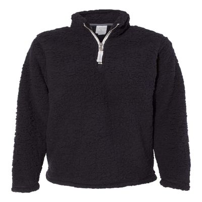J. America Ladies' Epic Sherpa 1/4 Zip S BLK/Char BUFLO