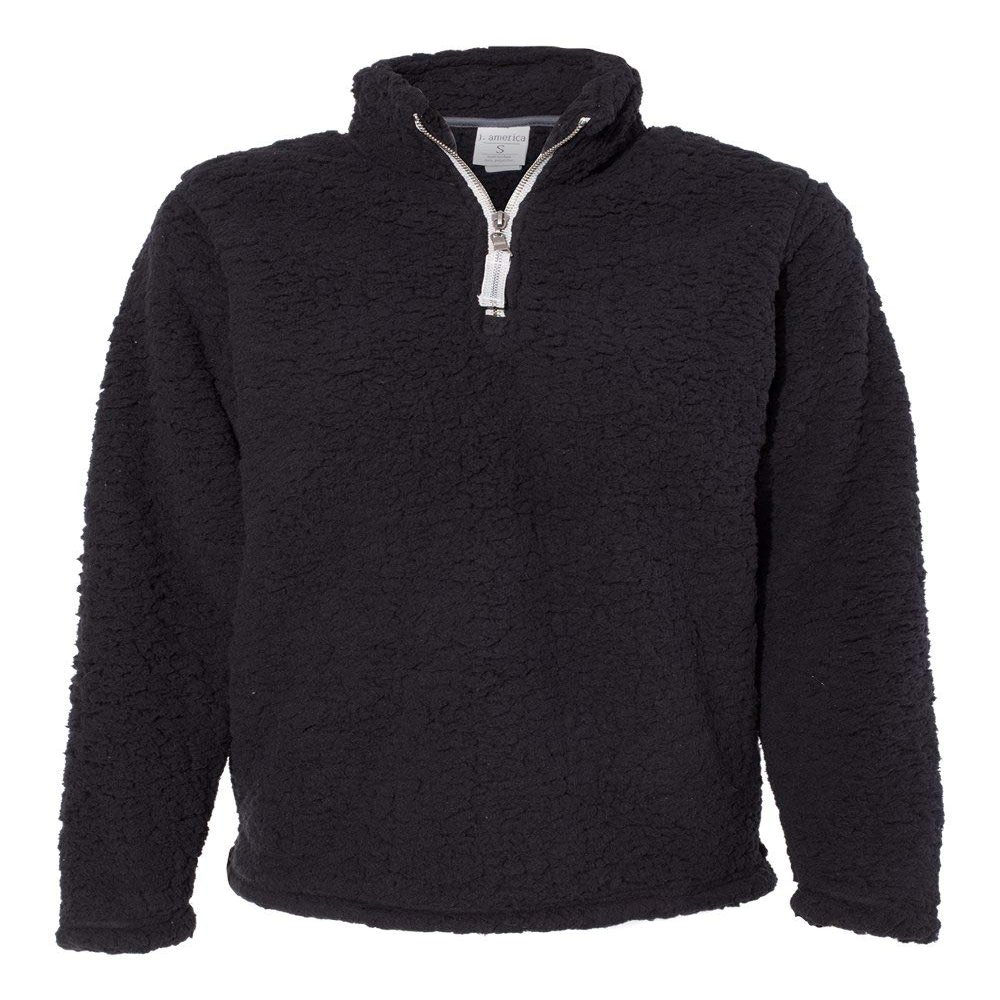 J. America Ladies' Epic Sherpa 1/4 Zip S BLK/Char BUFLO