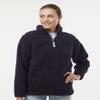 J. America Ladies' Epic Sherpa 1/4 Zip S BLK/Char BUFLO view 2